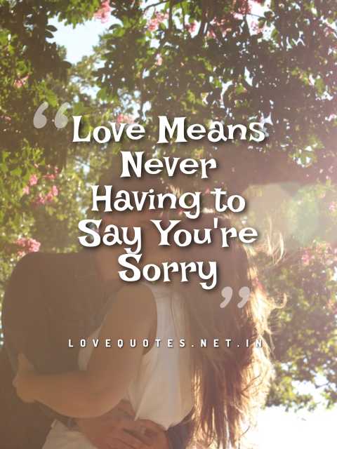 Love Means Never Having to Say You're Sorry